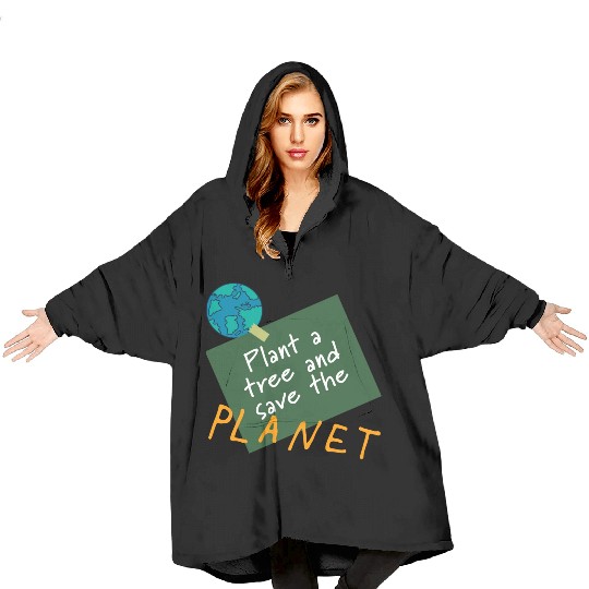 Plant a tree, save the planet.(orange) Blanket Hoodies