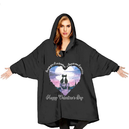 Cat love | happy valentines day | valentines day Blanket Hoodies