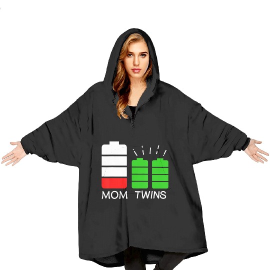 Twin Mom Low Battery Tired Mom Of Twins Blanket Hoodies