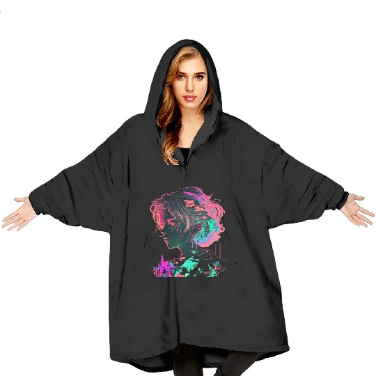 Vaperwave Aesthetic Glitch Anime Retrowave Synthwa Blanket Hoodies