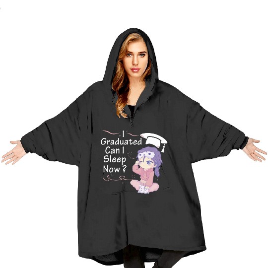 I Graduated Can I Sleep Now Sleepy Anime Chibi Cut Blanket Hoodies