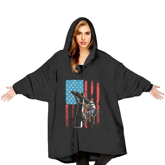 US Flag Lineworker Patriotic Lineman Blanket Hoodies