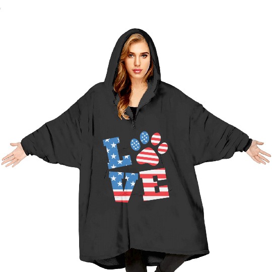 Love Dog USA Blanket Hoodies