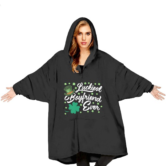 Luckiest Boyfriend Ever Valentine's Day Blanket Hoodies