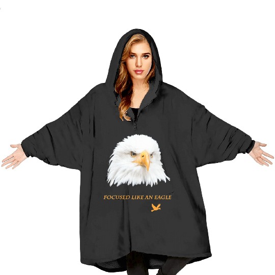 Bald Eagle Gift Idea Focussed like an Eagle Photo Blanket Hoodies