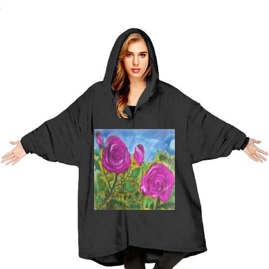 Hand Painted Roses Blanket Hoodies Blanket Hoodies Mugs Tote Bags