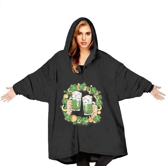 St. Patrick's Day Irish Green Beer, Wine Cups Blanket Hoodies
