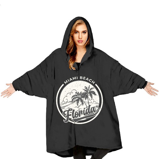 vintage Miami beach, Summer beach Blanket Hoodies