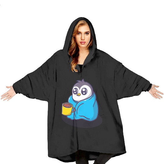 Cute penguin cartoon illustration Blanket Hoodies