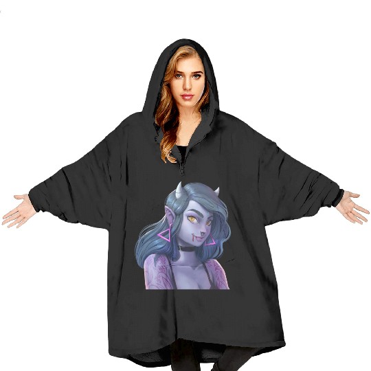 Girl Vampire Illustration with strong attitude Blanket Hoodies