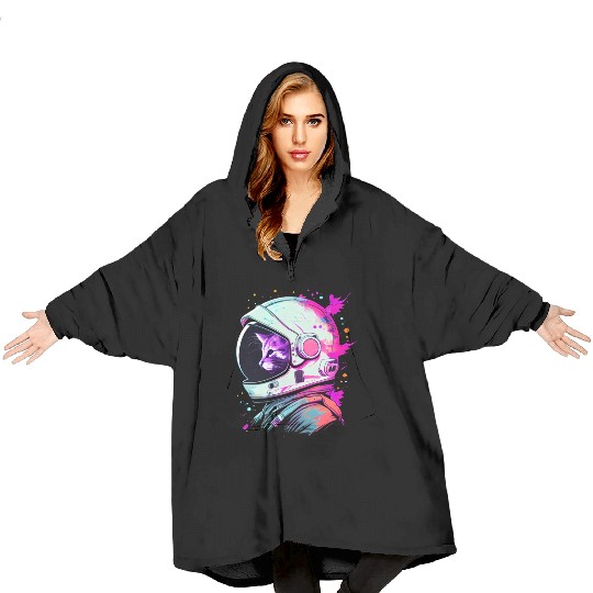 Aesthetic Vaporwave Space Cat 80s 90s Astronaut Blanket Hoodies