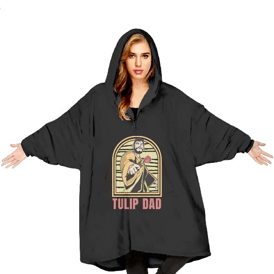 Tulip Gardening Dad Blanket Hoodies