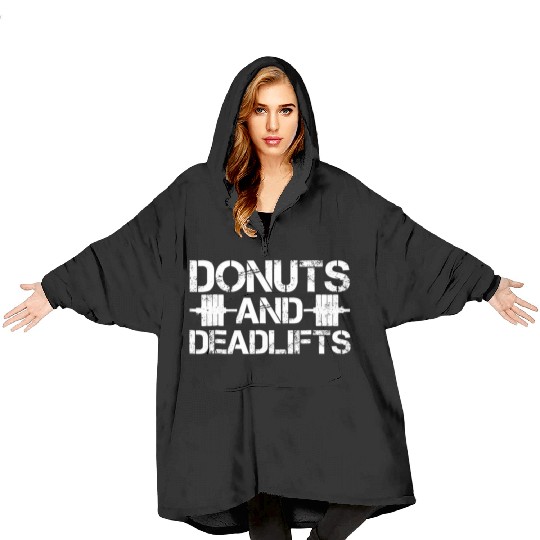 Funny Workout Blanket Hoodies Donuts and Deadlifts Gym