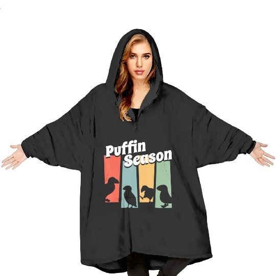 Funny Puffin Season Retro Vintage Puffin Lover Blanket Hoodies