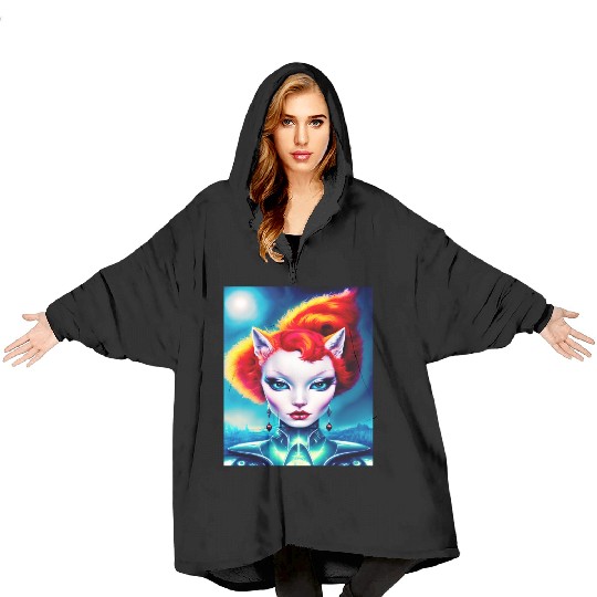 "Alien Cat Woman" Blanket Hoodies