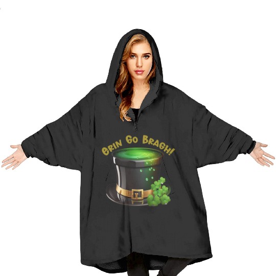 Get Lucky with this 'Erin go Bragh' Top Hat Design Blanket Hoodies
