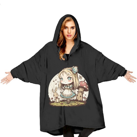 Chibi in Wonderland Blanket Hoodies