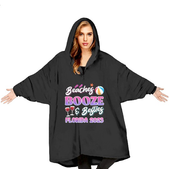 Beach Booze Besties Florida Vacation Spring Break Blanket Hoodies