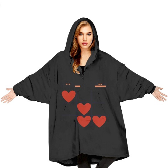 Tic Tac Toe Red Heart vs. Black Heart Blanket Hoodies