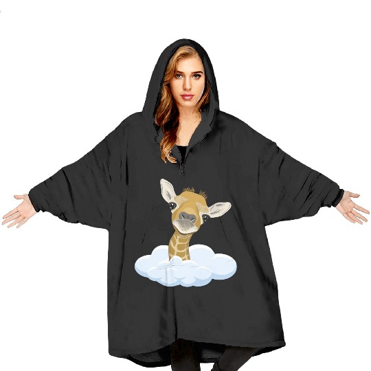 Giraffe with overlook Blanket Hoodies