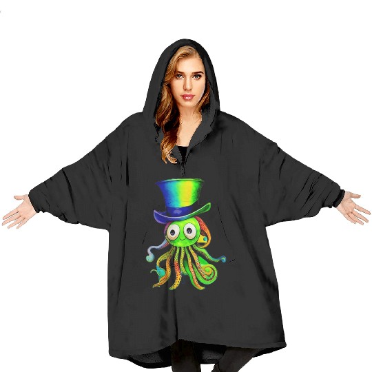 A Splash of Color A Watercolor Rainbow Octopus Blanket Hoodies