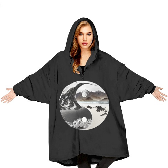 Ying Yang - mountains - beach Blanket Hoodies