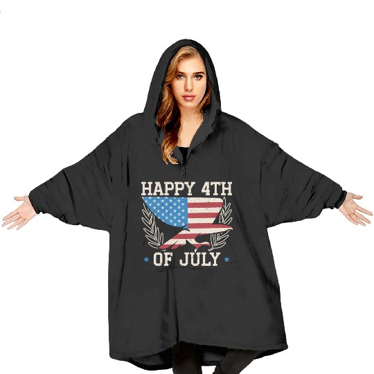 Patriotic America USA Flag 4th Of July America Blanket Hoodies