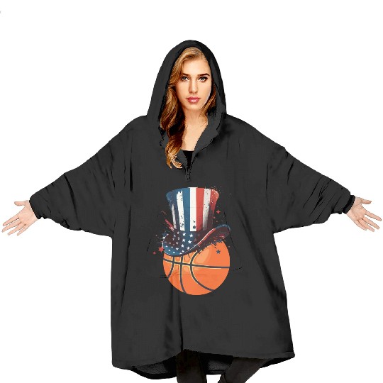 Patriotic America USA Flag 4th Of July Basketball Blanket Hoodies