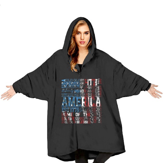 Patriotic Veteran USA Flag American Memorial Day Blanket Hoodies