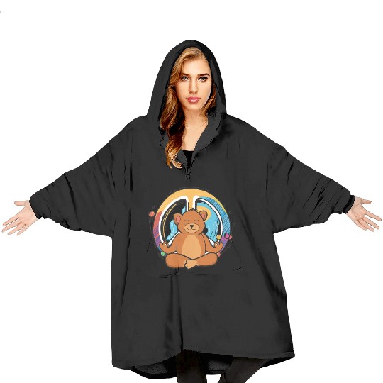 Hippie Bear Peace Sign Yoga Cool Bears Funny Pet Blanket Hoodies
