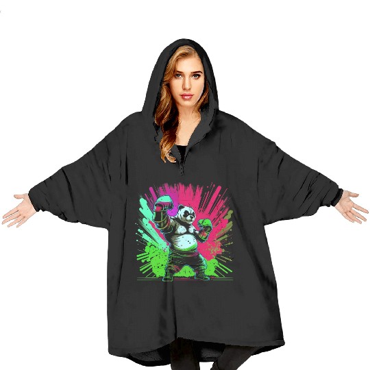 Cool Colorful Panda Boxer MMA Martial Arts Blanket Hoodies