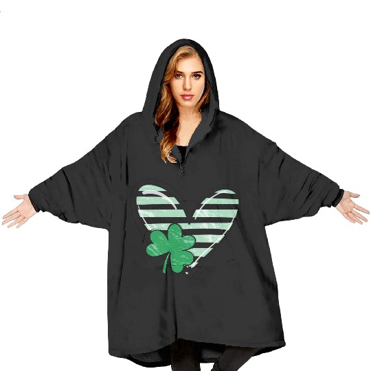 Heart St Patricks Day Shamrock Irish cute Shamrock Blanket Hoodies