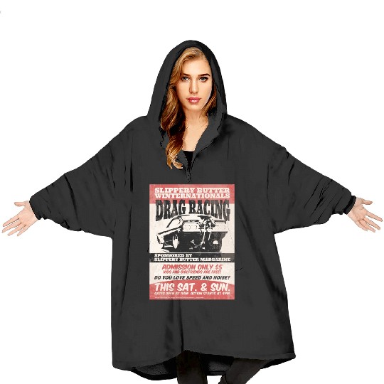 Vintage Hot Rod Classic Drag Racing Poster Blanket Hoodies