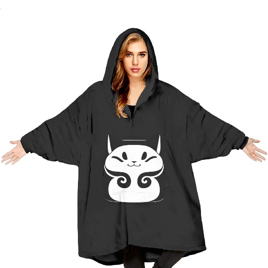 Maneki Neko Symbol of Luck Blanket Hoodies