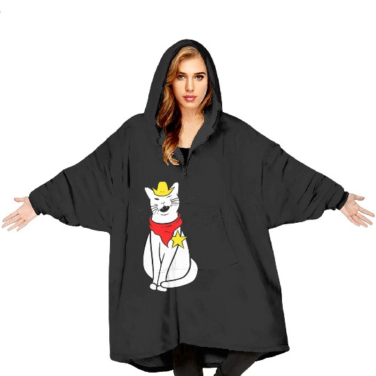 meowdy cat partner Blanket Hoodies