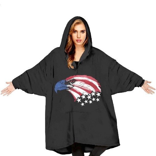 Bald Eagle Us Flag Colors Blanket Hoodies