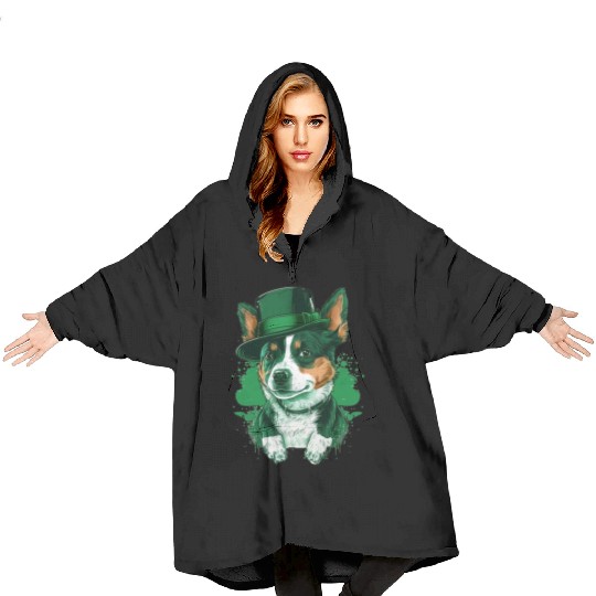 Lucky Pup St. Patricks Day for Dog Lovers. Blanket Hoodies