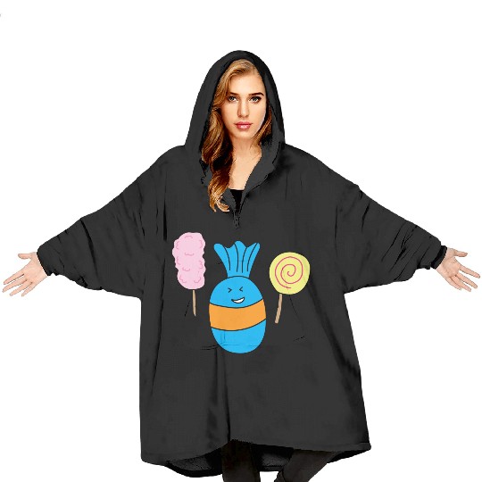 Cute Candy Holding Lollipop And Cutton Candy Blanket Hoodies