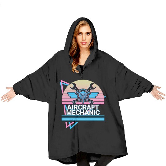 Aircraft Mechanic Aviation Retro Gift Blanket Hoodies