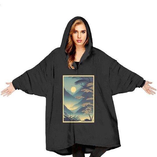 Serene Rainforest Night Poster Blanket Hoodies
