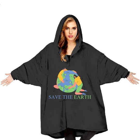 save the earth day Blanket Hoodies
