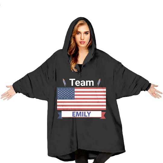 Team Emily USA American Flag Stars Blanket Hoodies