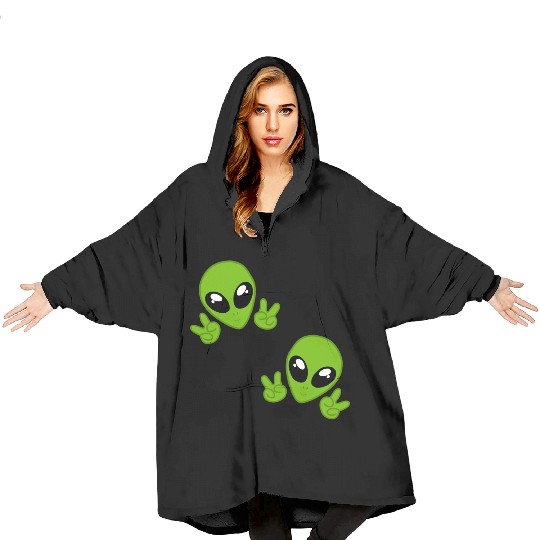cute aliens chibi Blanket Hoodies