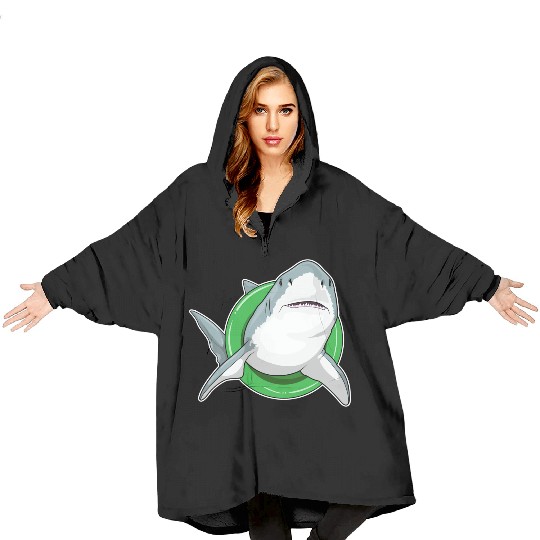 Shark Swimming Lifebuoy Blanket Hoodies