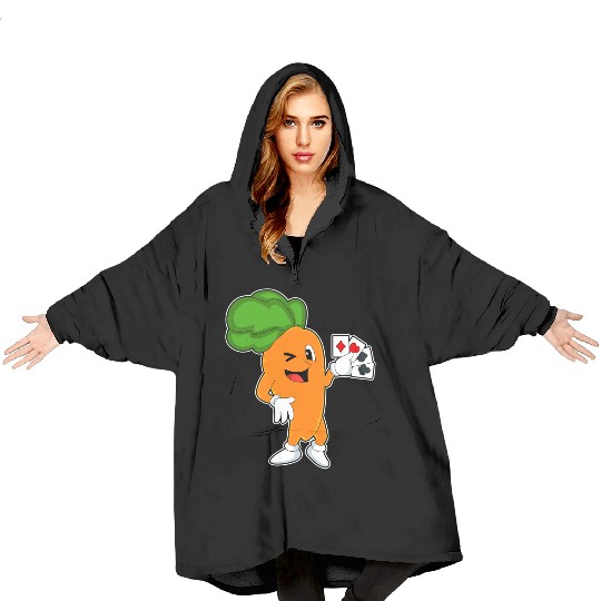Carrot At Poker With Poker Cards Blanket Hoodies