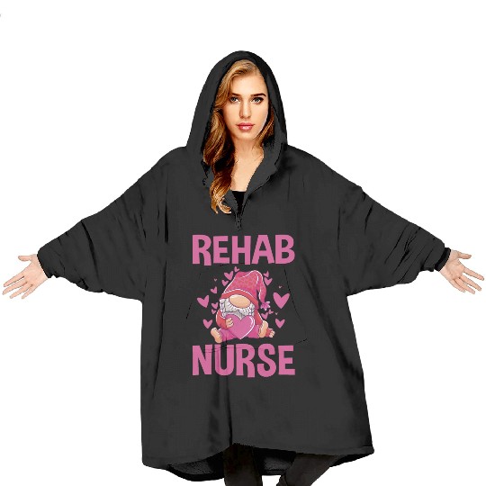 Cute Rehab Nurse Gnome Design Physical Therapy Blanket Hoodies