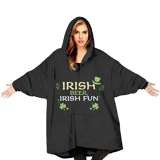 Irish beer, Irish fun Blanket Hoodies