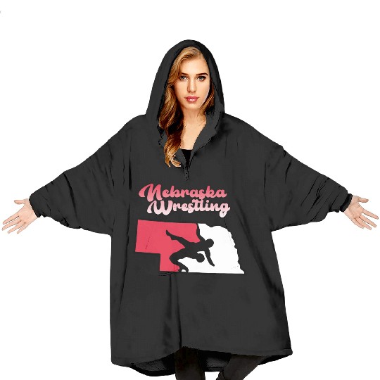 Nebraska Wrestling (State Colors) Blanket Hoodies