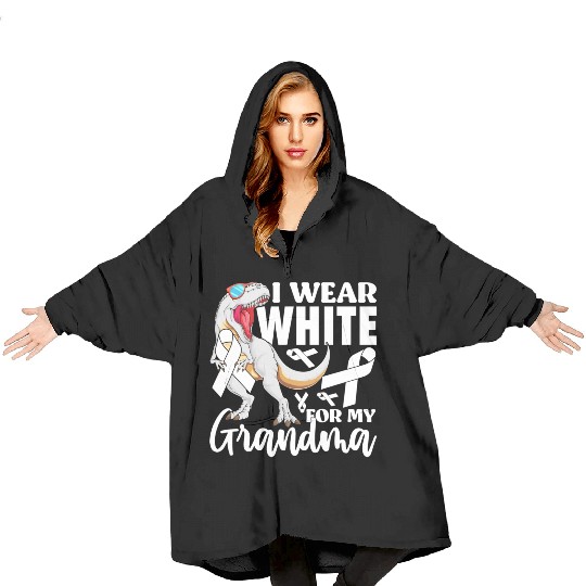 I Wear White For My Grandma Lung Cancer Awareness Blanket Hoodies