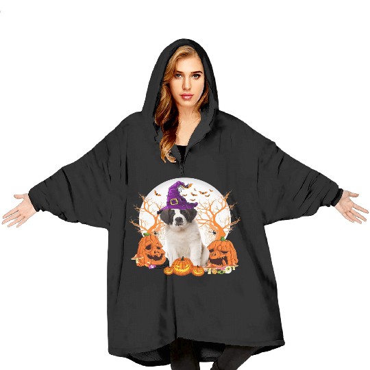 Dog Halloween Saint Bernard Dog Jack O Lantern Blanket Hoodies